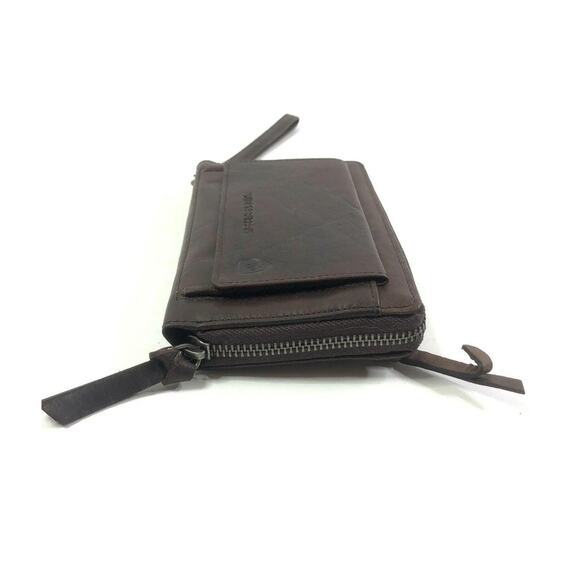 Spikes & Sparrow Wristlet Zip Wallet Dark Brown Leather Aspen RFID Protected - Picture 7 of 13